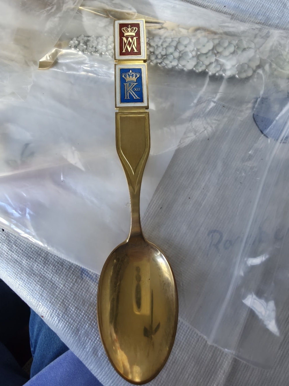 1964 Anton Michelsen Sterling Silver Gilt Enamel Royal Wedding Spoon Denmark